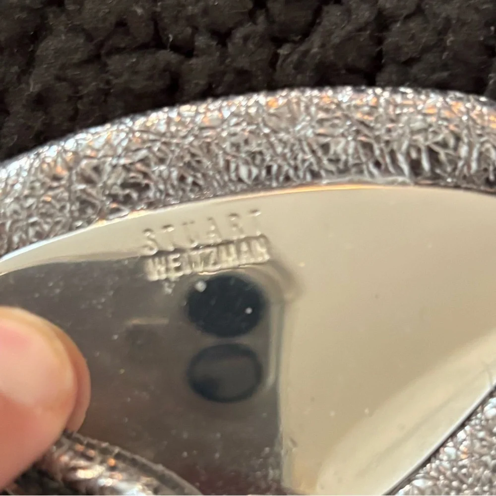 Stuart Weitzman Metallic Silver Wedge Sandals
